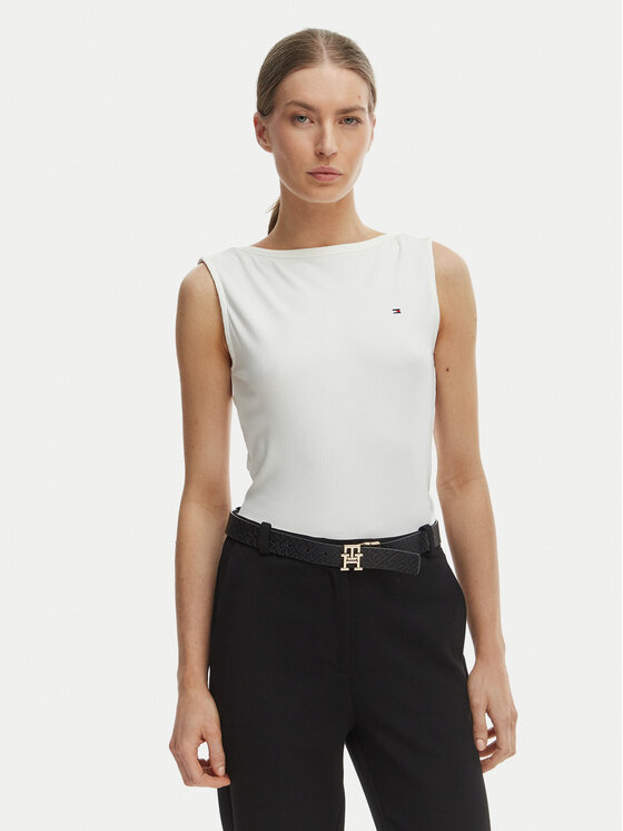 Tommy Hilfiger Top WW0WW47807 Écru Slim Fit