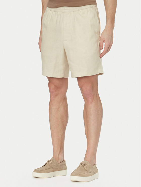Calvin Klein Szorty materiałowe LV04LF620G Beżowy jasny Straight Fit
