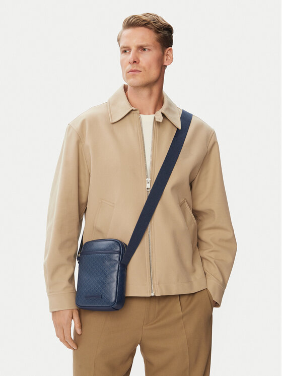 Calvin Klein Saszetka Emblem Aop Coated Slim Reporter LV04D3334G Granatowy