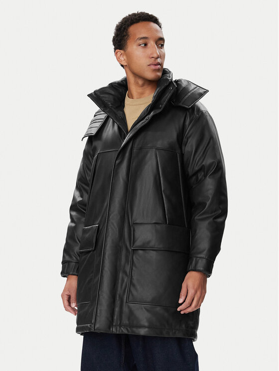 HUGO Kurtka z imitacji skóry Misian2441 50522494 Czarny Relaxed Fit