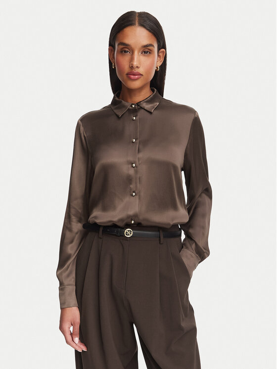 Nine West Koszula 62KLD1100 Brązowy ciemny Regular Fit