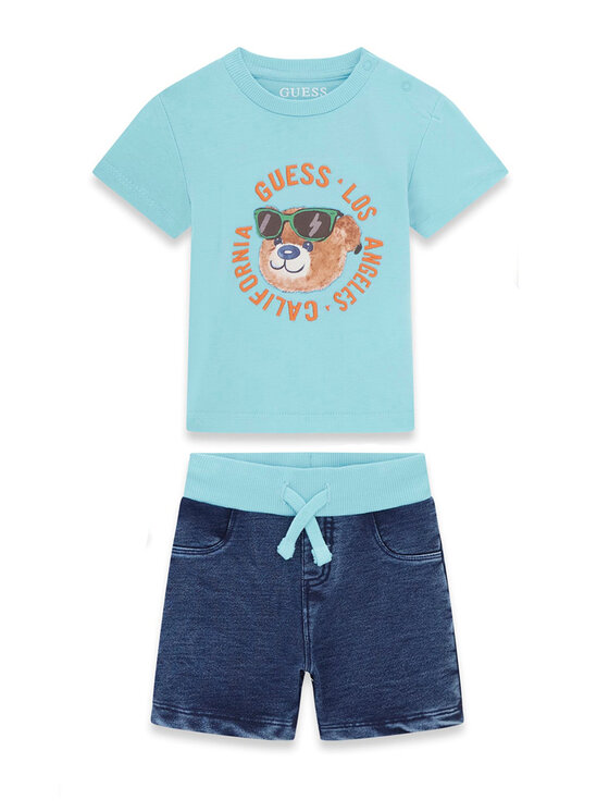 Guess Komplet t-shirt i spodenki I6GG05 K8HM4 Turkusowy Regular Fit
