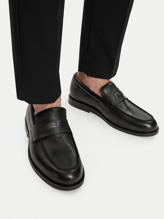 Calvin Klein Półbuty Ess Rubber Loafer Hw Plaq Va Lth HM0HM02177 Czarny
