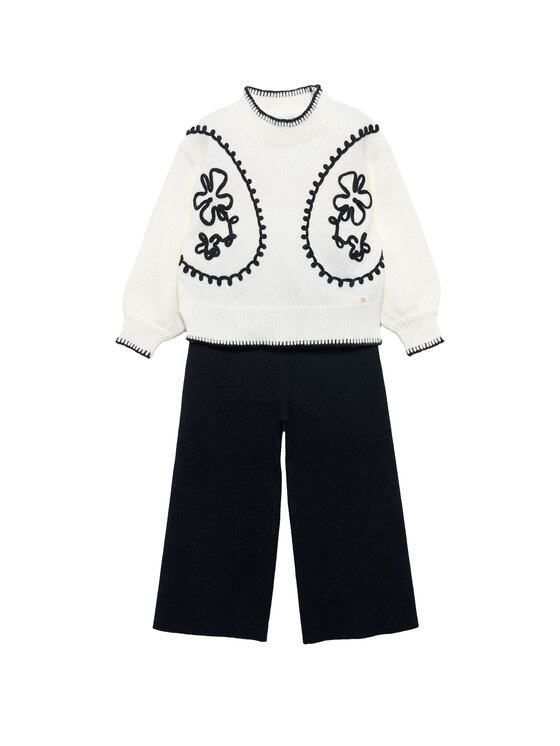 Abel & Lula Komplet sweter i spodnie materiałowe 5729 Czarny Regular Fit