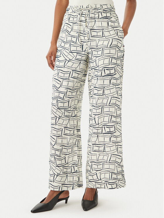 Tommy Hilfiger Spodnie materiałowe WW0WW48970 Beżowy jasny Wide Leg