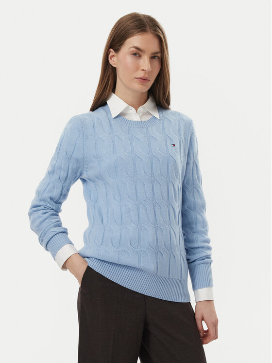 Tommy Hilfiger Sweter WW0WW43586 Niebieski jasny Regular Fit
