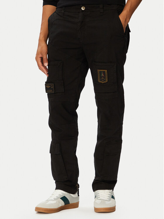 Aeronautica Militare Spodnie cargo 262PA1387UCT01493 Czarny Regular Fit