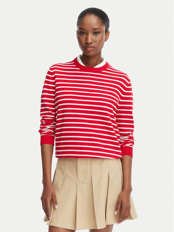 Tommy Jeans Sweter Essential DW0DW20159 Czerwony Regular Fit