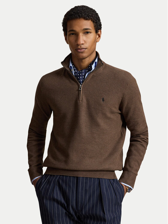 Polo Ralph Lauren Sweter 710B18060002 Brązowy ciemny Regular Fit