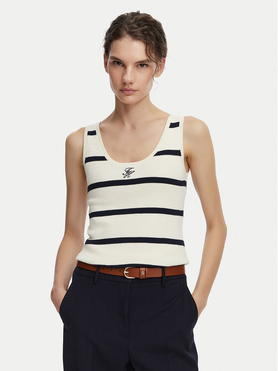 Tommy Hilfiger Top WW0WW48480 Kremowy Slim Fit