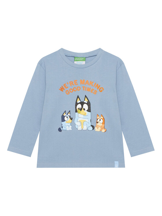 United Colors Of Benetton Bluzka 3I1XG10KH Błękitny Regular Fit