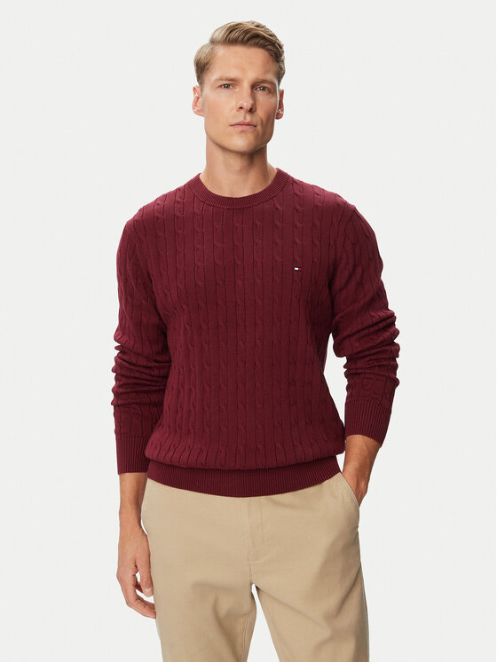 Tommy Hilfiger Sweter Classic MW0MW33132 Bordowy Regular Fit