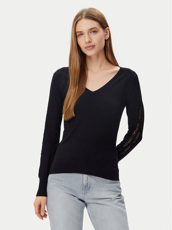 Morgan Sweter 251-MIELO Czarny Slim Fit