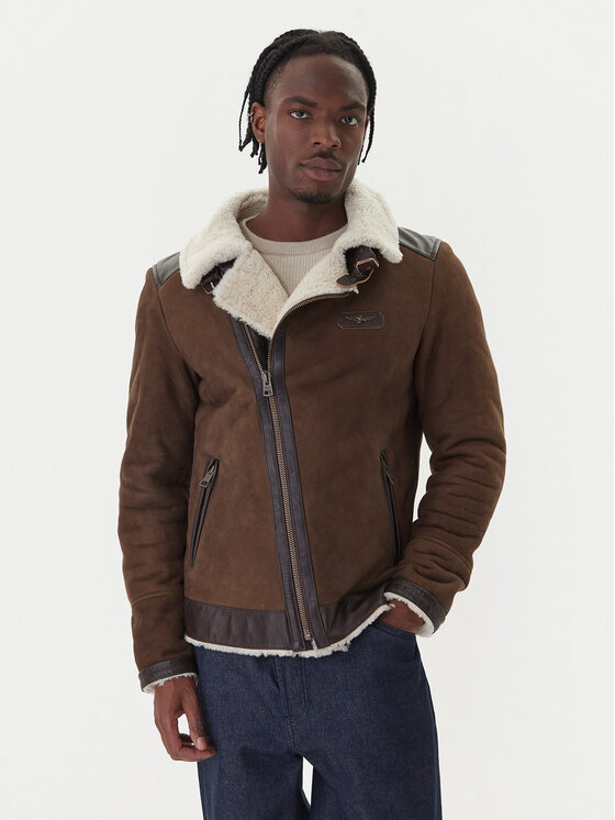 Aeronautica Militare Kurtka skórzana 252PN0164U100893 Brązowy Regular Fit