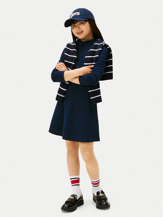 Tommy Hilfiger Sukienka codzienna Essential Skater KG0KG08790 D Granatowy Regular Fit