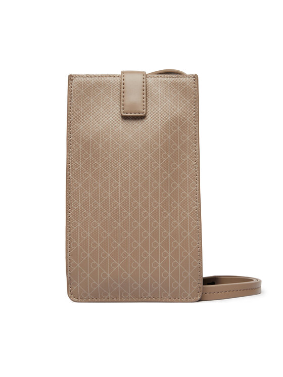 Calvin Klein Torebka na telefon Emblem Aop Phone Crossbody LV04F1115G Brązowy