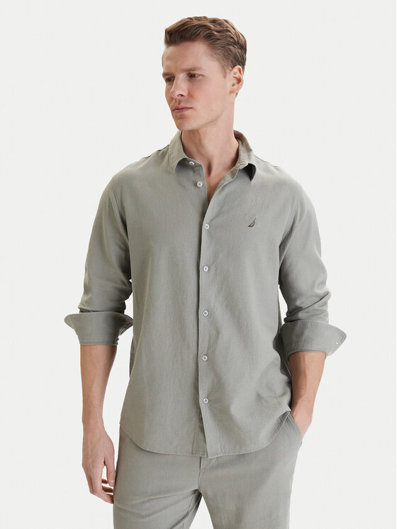 Nautica Koszula W126-NAMST-1023-34X Zielony Regular Fit