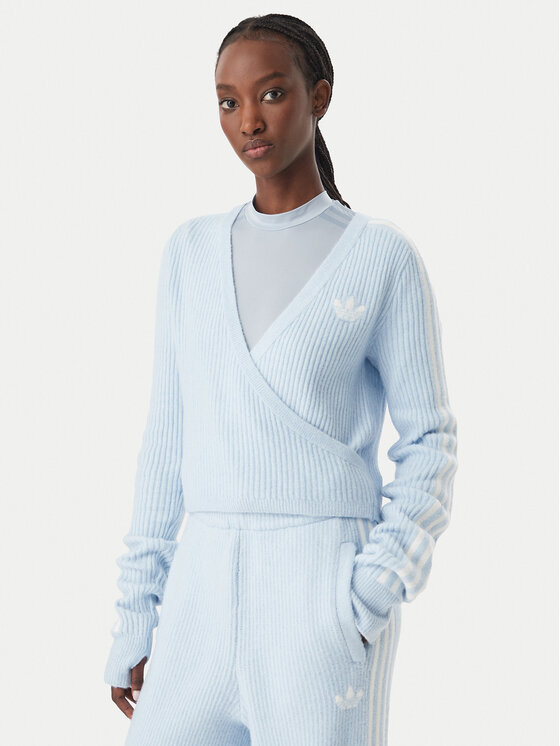 adidas Sweter Adidas x Jennie Knitted Wrap LD8932 Niebieski jasny Slim Fit