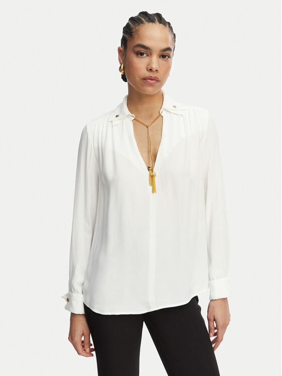 Elisabetta Franchi Bluzka CA-159-62E2-V400 Biały Regular Fit