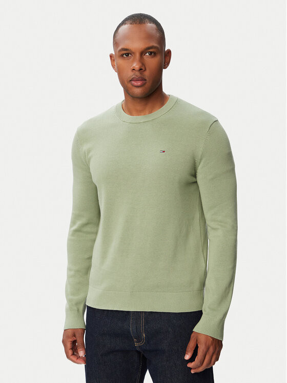 Tommy Jeans Sweter Essential DM0DM22853 Zielony Slim Fit