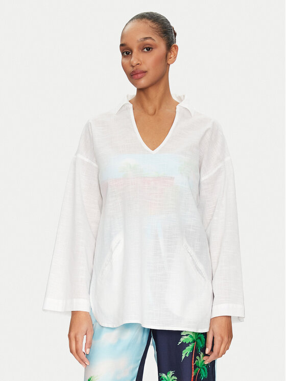 Seafolly Tunika Longline 55434-TO Biały Relaxed Fit
