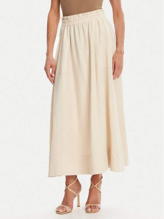 YAS Spódnica maxi Flaxy 26036370 Beżowy Regular Fit