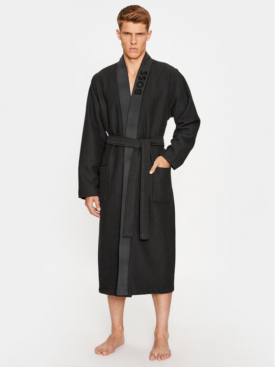 Boss Szlafrok Waffle Kimono 50469787 Czarny