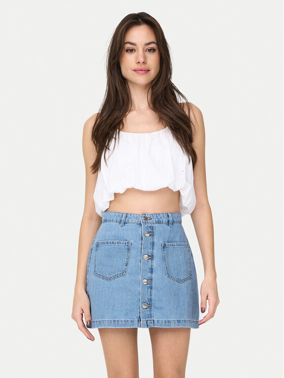 ONLY Top Lou 15342566 Biały Cropped Fit