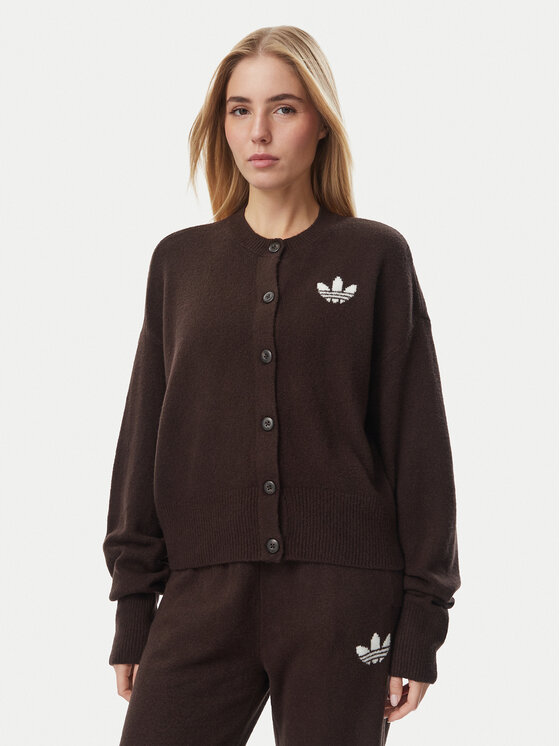adidas Kardigan Essentials IA4455 Brązowy ciemny Loose Fit