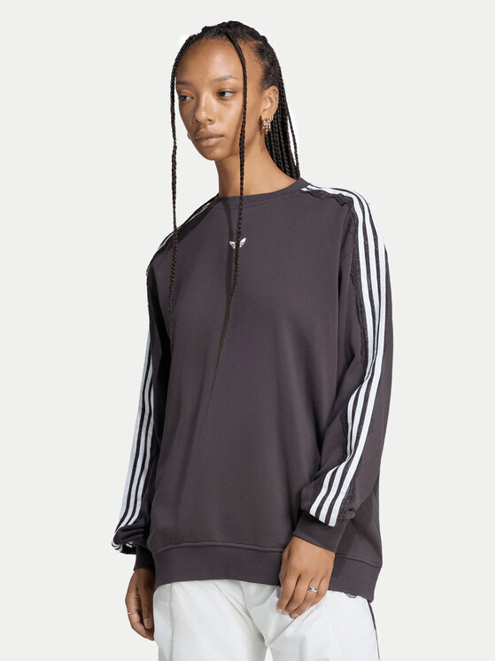 adidas Bluza Lace 3 Stripes Crew LG4253 Brązowy Regular Fit