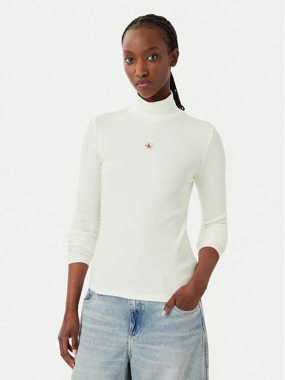 Calvin Klein Jeans Golf LV047D203G Biały Slim Fit