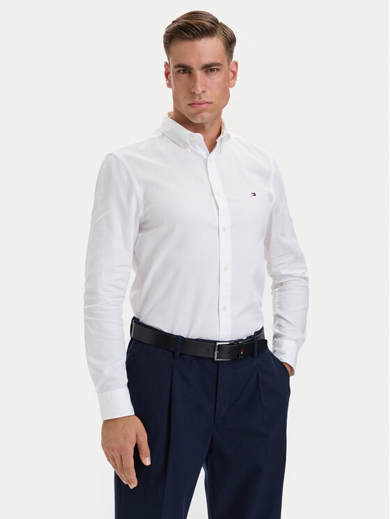 Tommy Hilfiger Koszula Flex Dobby MW0MW44570 Biały Slim Fit