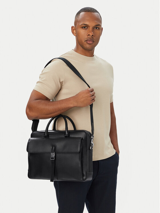 Calvin Klein Torba na laptopa Emblem Hw Commuter LV04D3504G Czarny