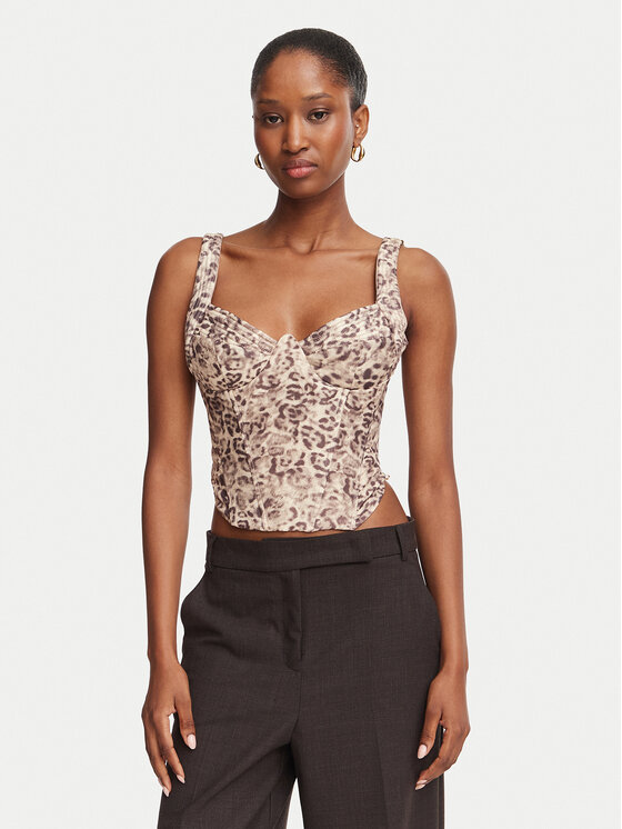 Bardot Top Carolina  60423TB Brązowy jasny Slim Fit