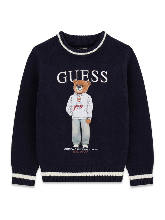 Guess Sweter N6YR06 Z0903 Granatowy Regular Fit