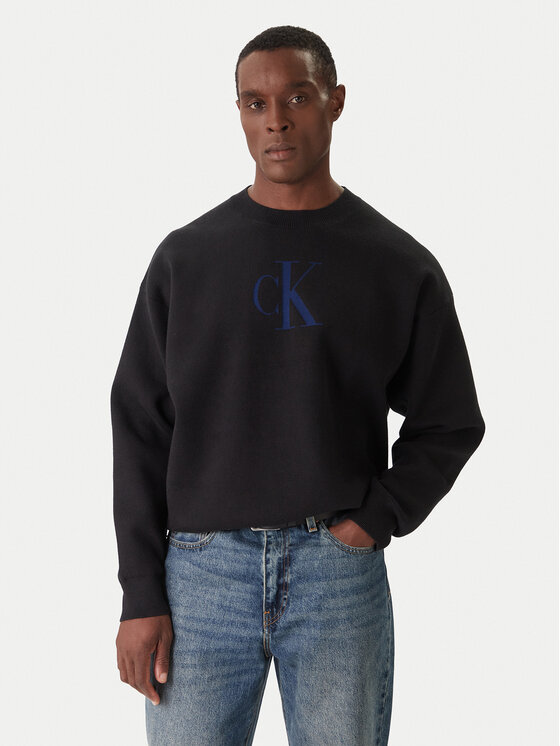 Calvin Klein Jeans Sweter LV04RD305G Czarny Relaxed Fit