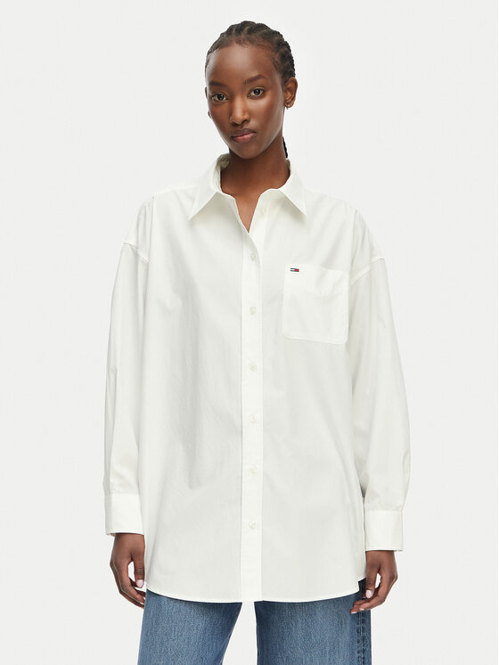 Tommy Jeans Koszula Essential DW0DW22936 Biały Oversize