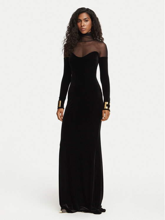 Elisabetta Franchi Sukienka wieczorowa AB-R29-67E2-V690 Czarny Slim Fit