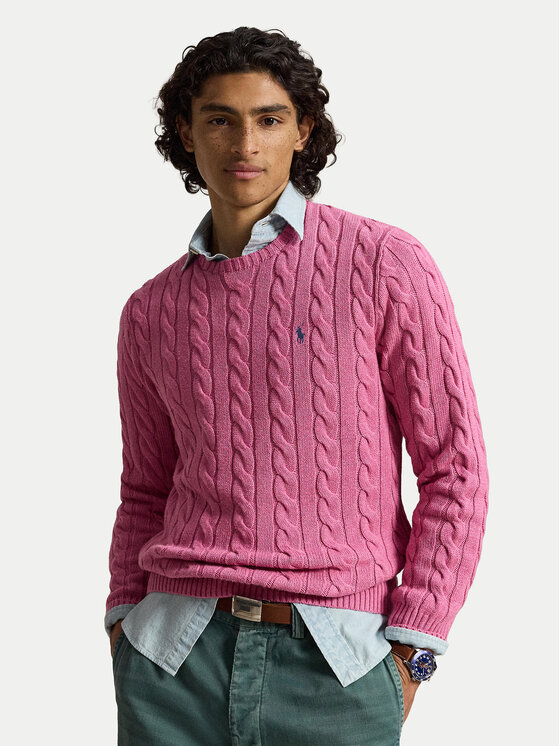 Polo Ralph Lauren Sweter 710775885550 Różowy jasny Regular Fit