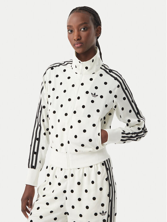 adidas Bluza Satin Polka Dots Tt Track Top KV1165 Kremowy Regular Fit