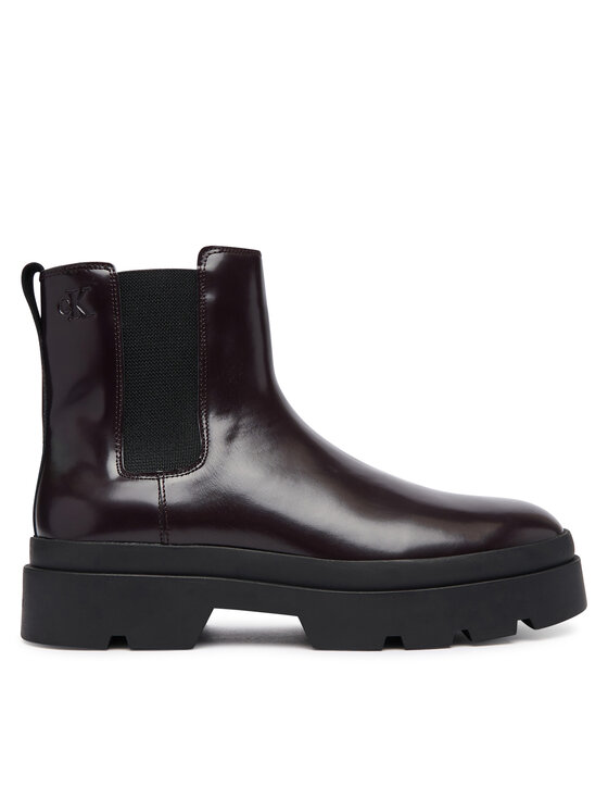 Calvin Klein Sztyblety Lugged Chelsea Boot Matt Lth HM0HM02445 Brązowy ciemny