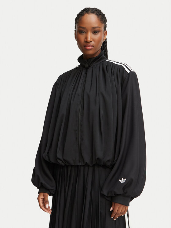 adidas Bluza Satin Pleated Track Top LG4081 Czarny Relaxed Fit