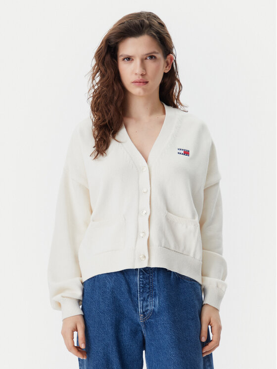 Tommy Jeans Kardigan DW0DW20257 Beżowy Relaxed Fit