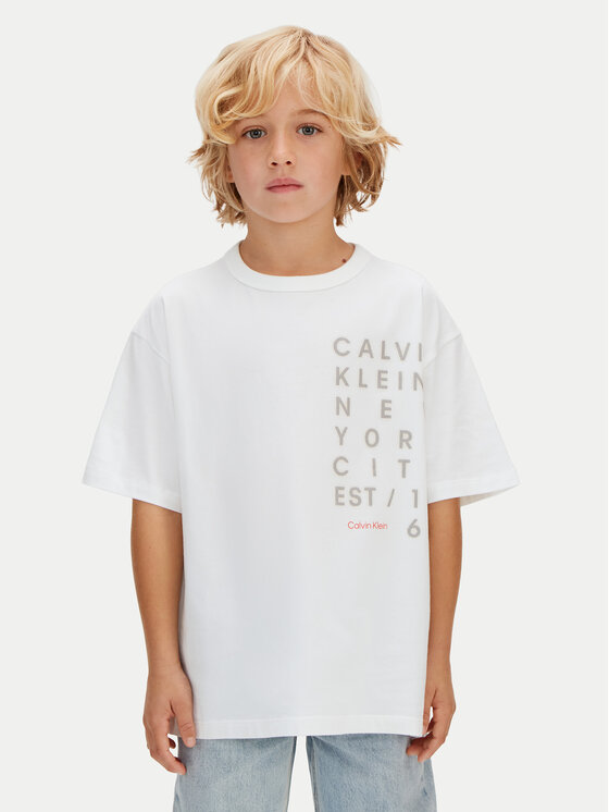 Calvin Klein Jeans T-Shirt LVCKSJA02B Biały Relaxed Fit