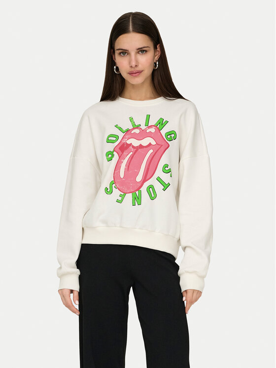ONLY Bluza Rolling Stones 15345927 Biały Regular Fit
