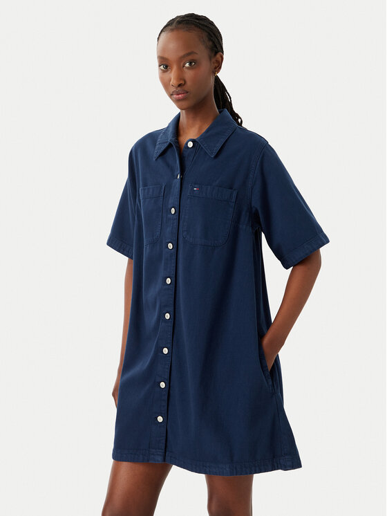Tommy Jeans Sukienka jeansowa DW0DW22847 Granatowy A-Line Fit