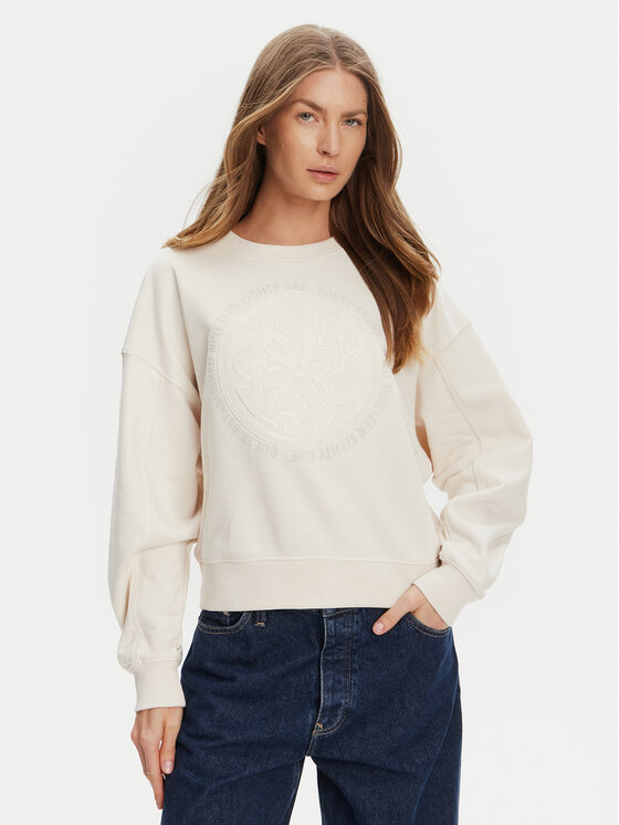 Guess Bluza W5YQ07 KB681 Écru Regular Fit