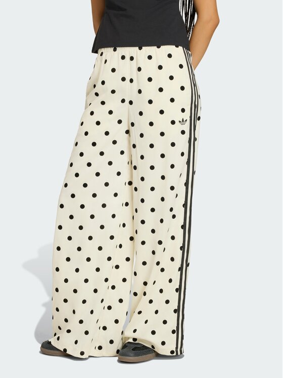 adidas Spodnie dresowe Satin Polka Dots Wide Leg Pant KV1168 Kremowy Relaxed Fit