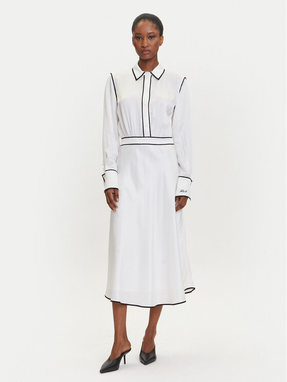 KARL LAGERFELD Sukienka koszulowa A3W13021 Écru Regular Fit