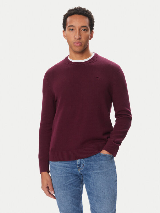 Tommy Jeans Sweter DM0DM21787 Bordowy Slim Fit